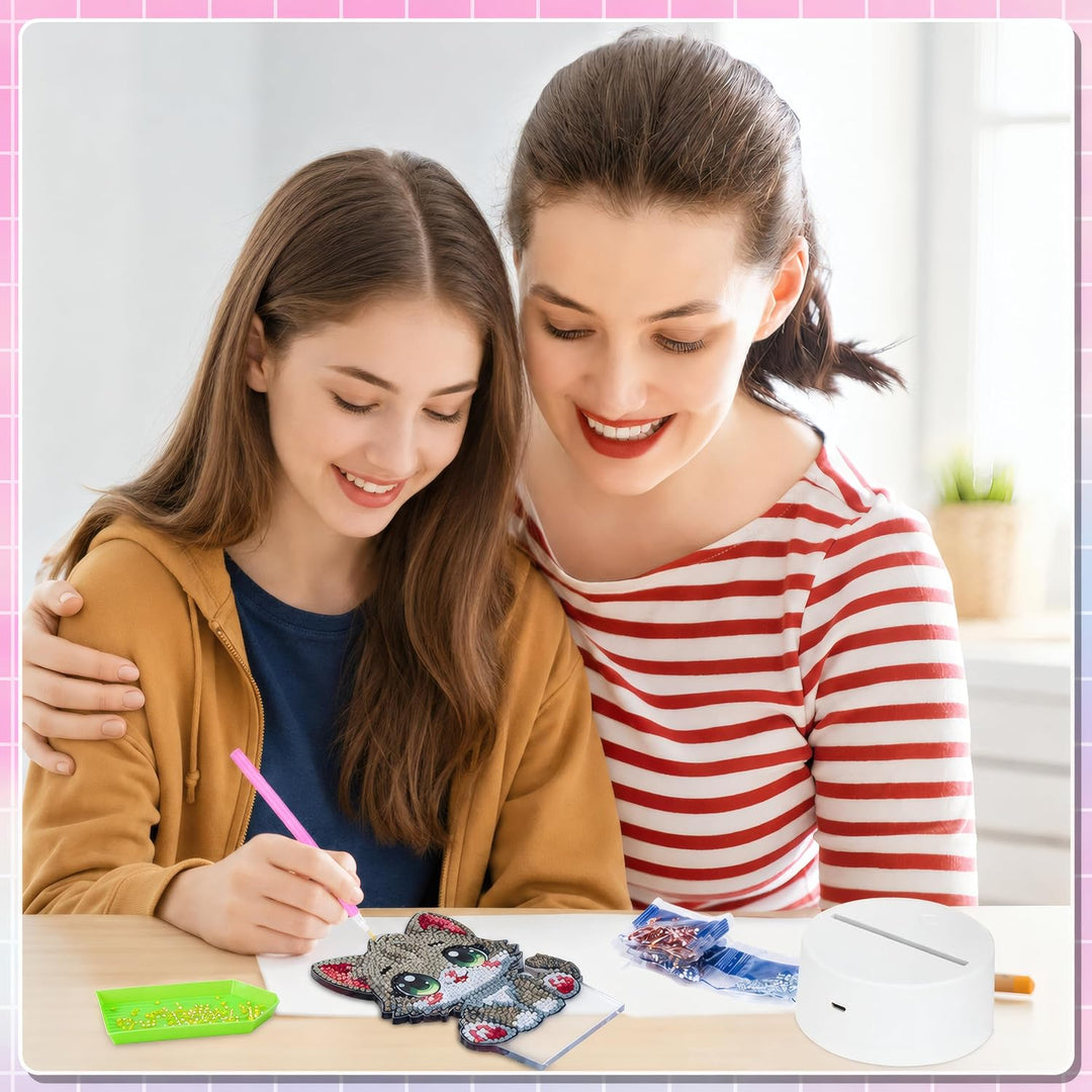 Zoyomax Diamond Painting Nachtlicht, Geschenke für Erwachsene, 3D Kreative Diamond Painting Lampe Gr