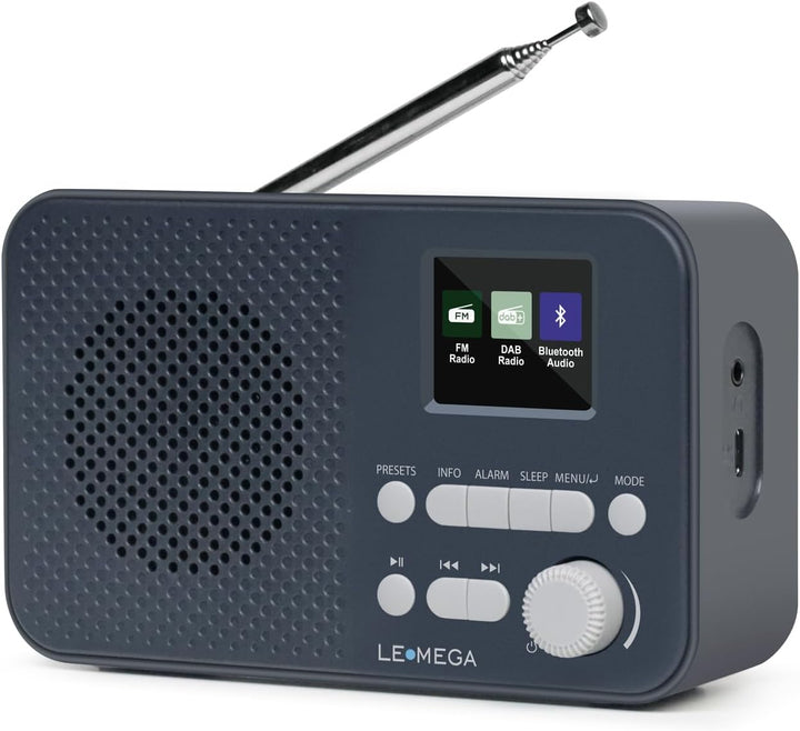 Tragbares DAB+-Radio mit Bluetooth | Wiederaufladbarer Akku mit 15 Stunden Spielzeit oder Netzbetrie