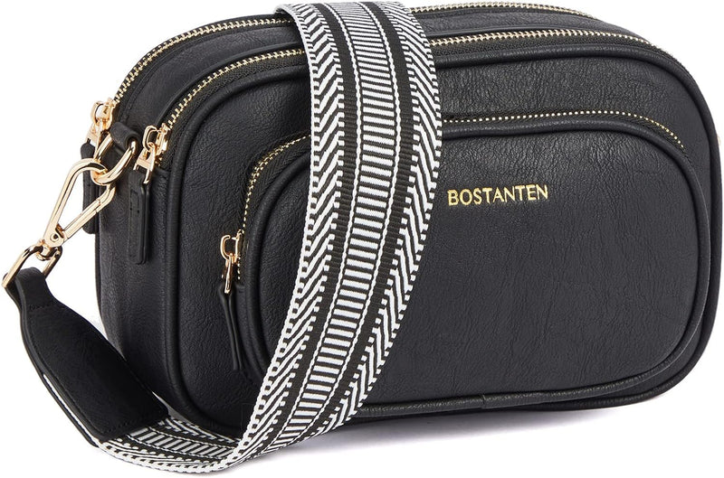 BOSTANTEN Damen Handy Umhängetasche, PU Leder Crossbody Schultertasche, Umhängetasche mit Breitem Gu