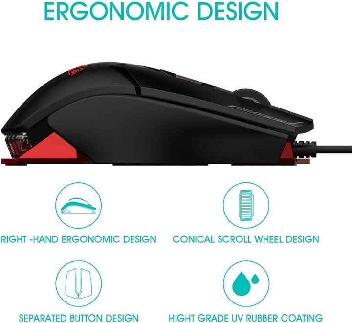 Rii Gaming M01 Laser - Programmierbare Gaming Maus, 12.000 DPI, 16.8 Millionen Farben LED Hintergrun