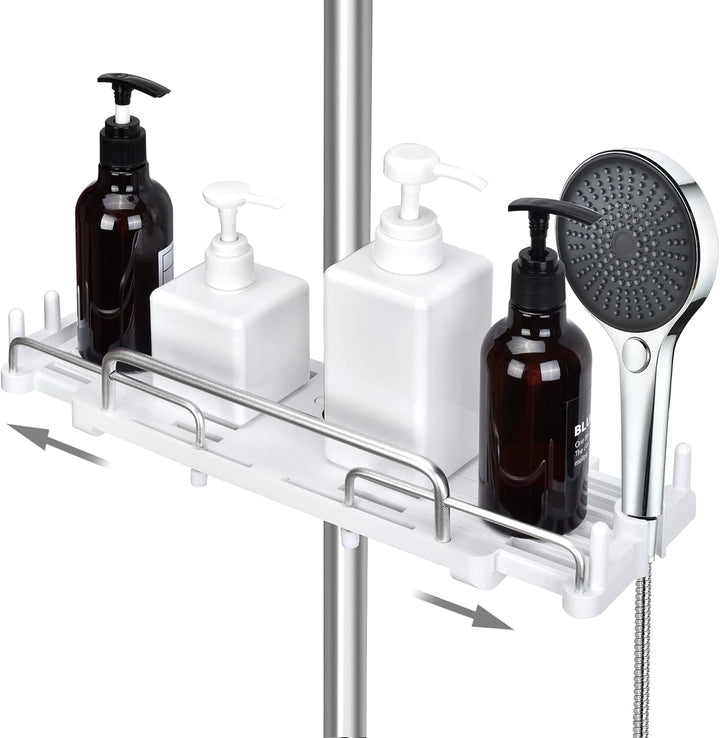 LOLYPOT Duschablage Ohne Bohren Teleskopisch 32-48cm, Duschablage zum hängen Badezimmer Organizer, D