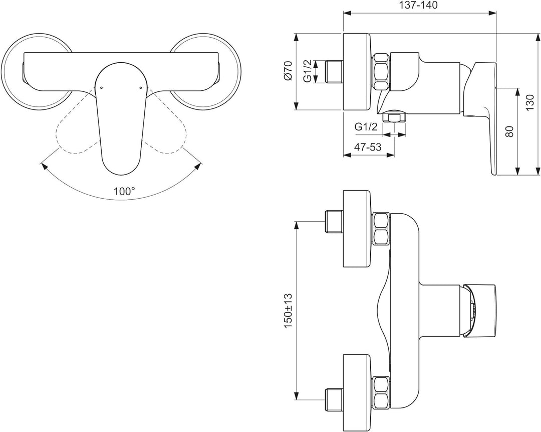 Ideal Standard BC499AA Cerafine O Brausearmatur Aufputz, Aufputz