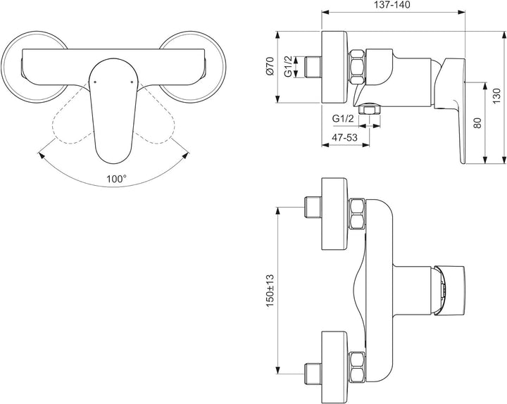 Ideal Standard BC499AA Cerafine O Brausearmatur Aufputz, Aufputz