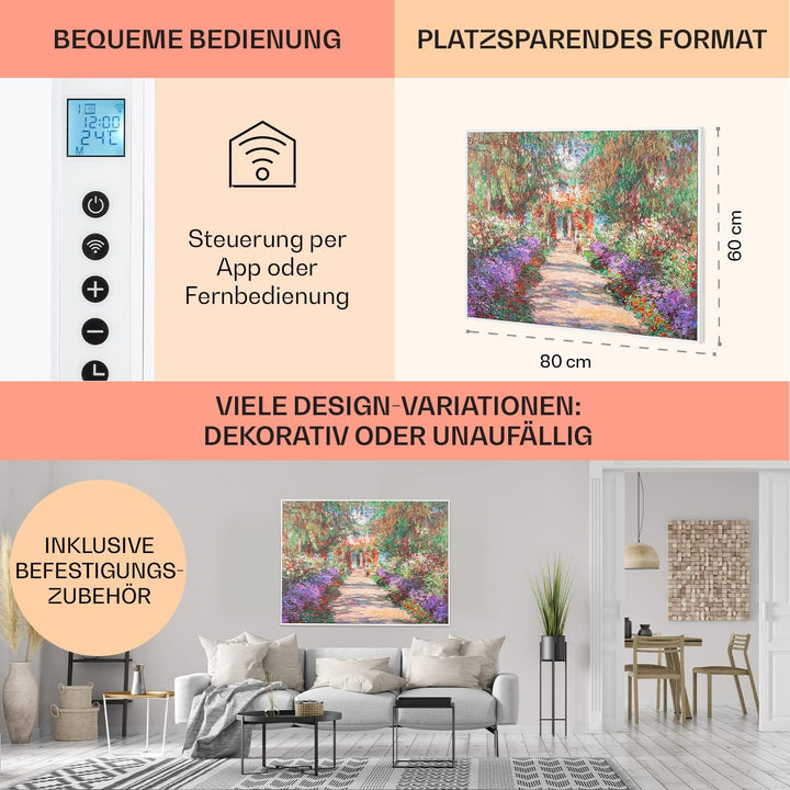 Klarstein Infrarotheizung mit Thermostat, 500W Elektroheizung, Smart Home Bild-Infrarotheizung zur W