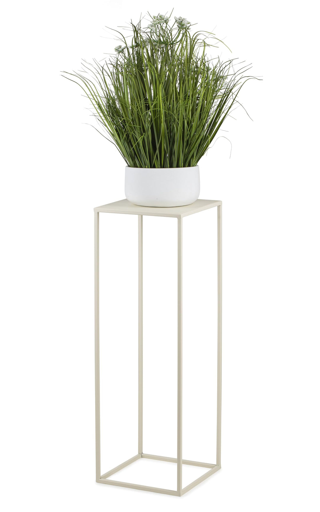 HowHomely Blumenständer Metall Cremefarben 70 cm Hoch - Solider und Robuster Blumenhocker Metall - P