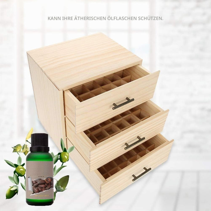 Dioche Holz-Aufbewahrungsbox für ätherische Öle, 90 Fächer, dreistufig, für ätherische Öle, mit hera