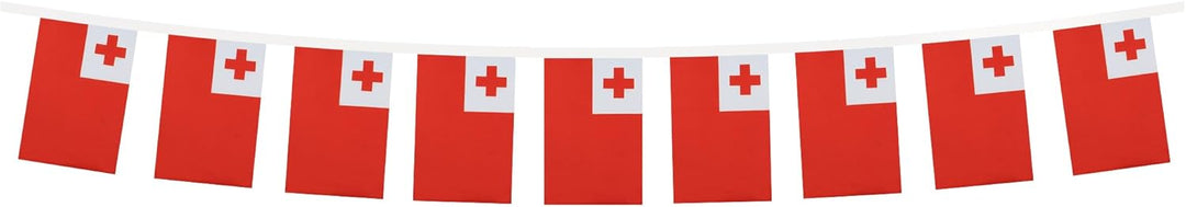 AZ FLAG FAHNENKETTE Tonga 12 Meter mit 20 flaggen 45x30cm- KÖNIGREICH Tonga Girlande Flaggenkette 30