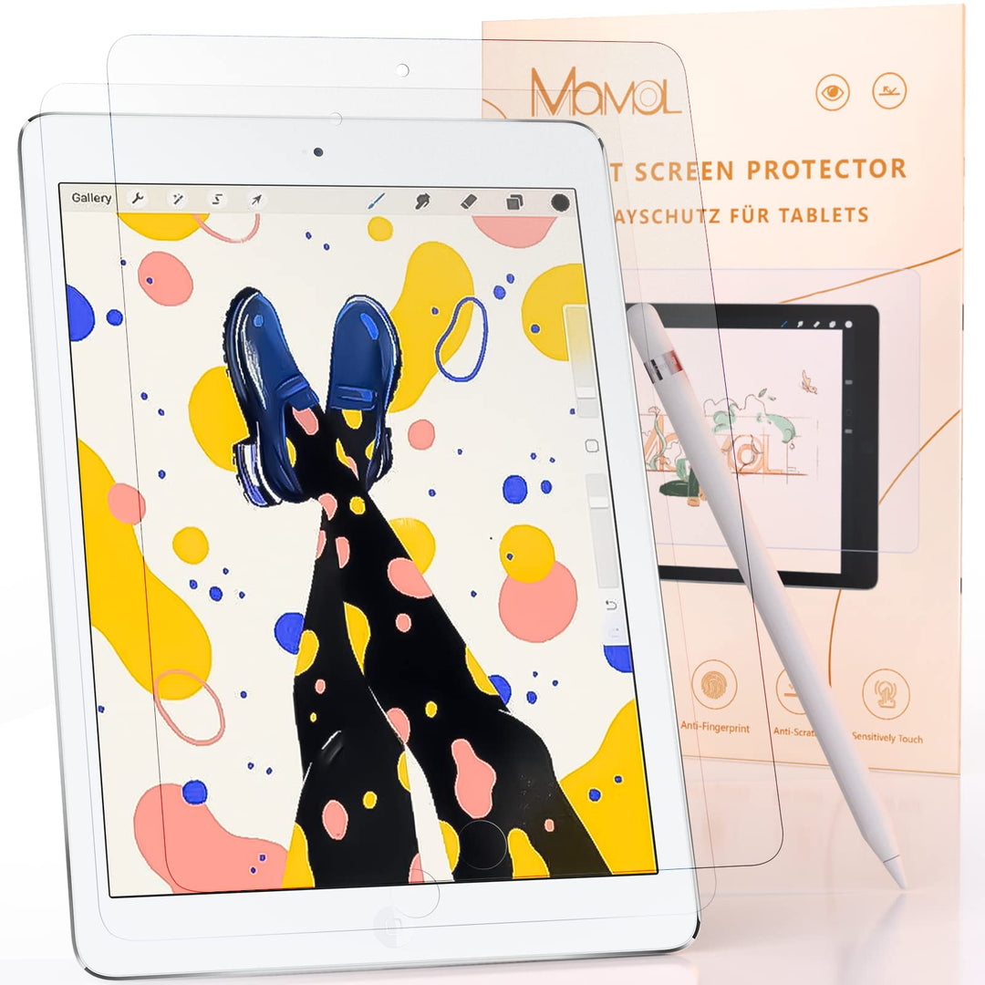 2 Stück Papier Schutzfolie für iPad 6/5. Generation (2018/2017), iPad Air 2/1. Generation und iPad P