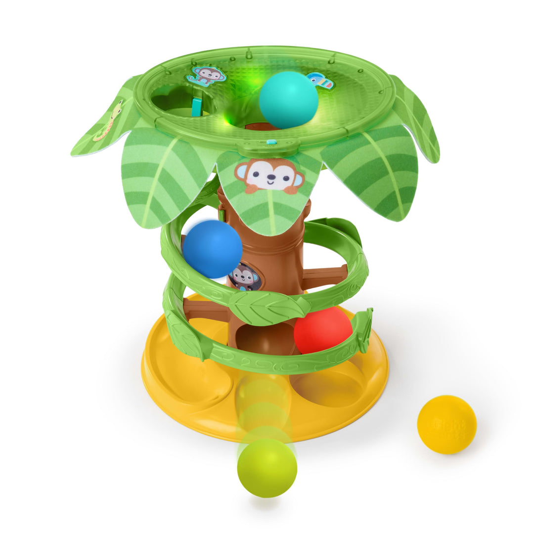 Bright Starts Tropical Twirl 2-in-1 Ballturm mit Lichtern & Musik, 5 Bälle inklusive, Unisex, 6 Mona