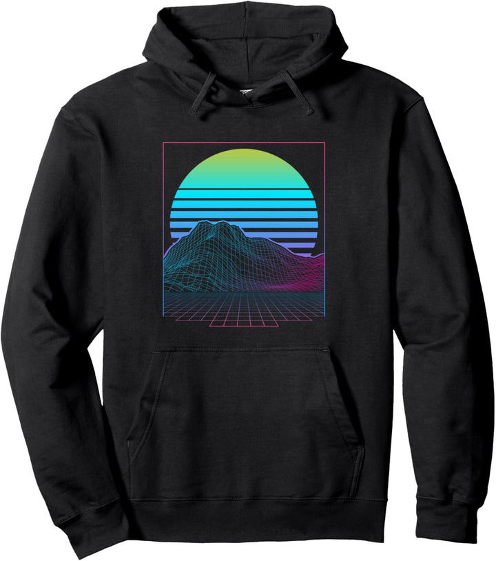 Vaporwave Aesthetic Retro-Sunset Retrowave Synthwave Pullover Hoodie