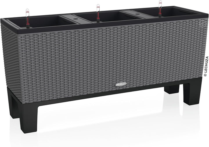 LECHUZA TRIO Cottage 30 Sockel schwarz 15012 Pflanzgefäss mit Erd-Bewässerungs-System 15x31x59 cm Sc