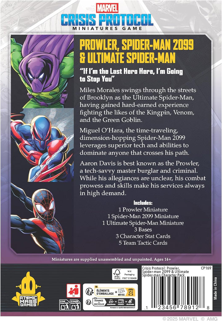 Asmodee, Marvel: Crisis Protocol – Prowler, Spider-Man 2099 & Ultimate Spider-Man, Character Pack, A