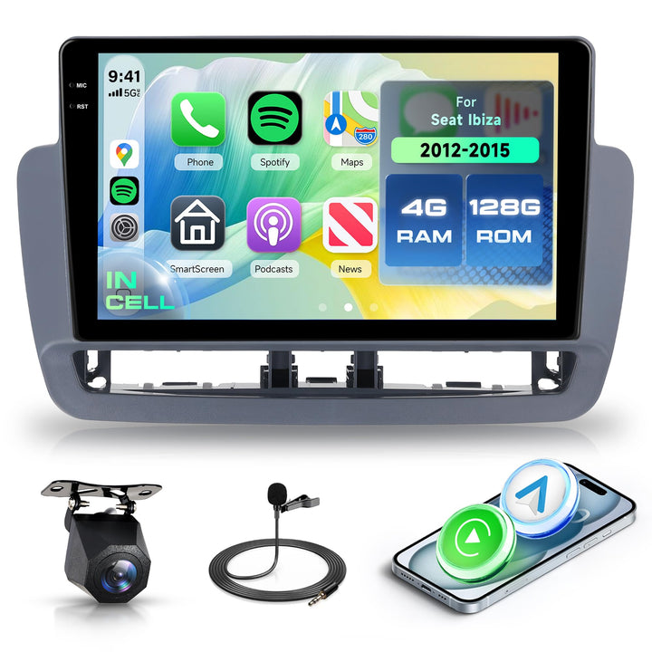 Rimoody 4G+128G Android Autoradio für Seat Ibiza 6j 2012-2015 9 Zoll IN-Cell Wireless Carplay Autora