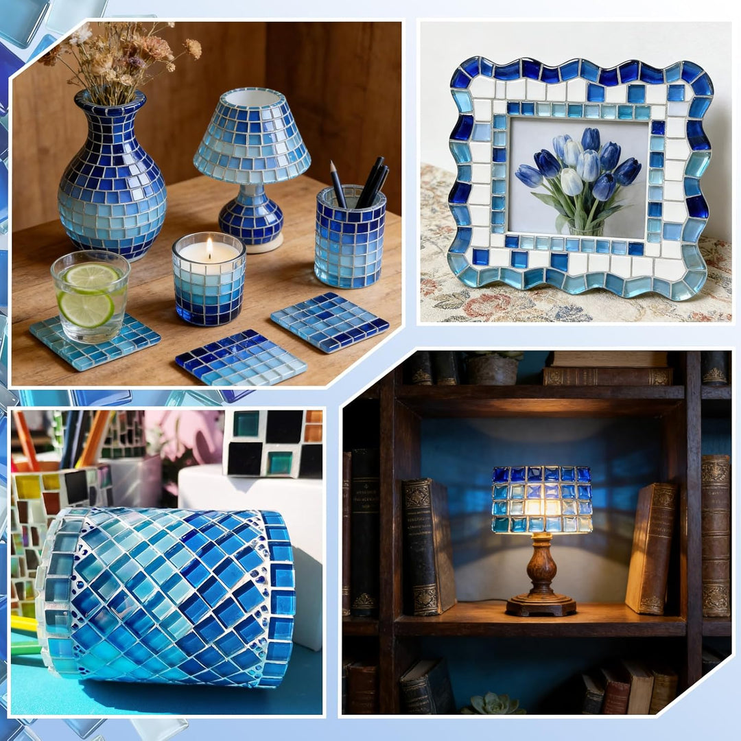 1100 Stück Mosaiksteine zum Basteln, 1kg Kristall Mosaik Bastelset, 1x1 CM Bunte Steine Mosaikfliese