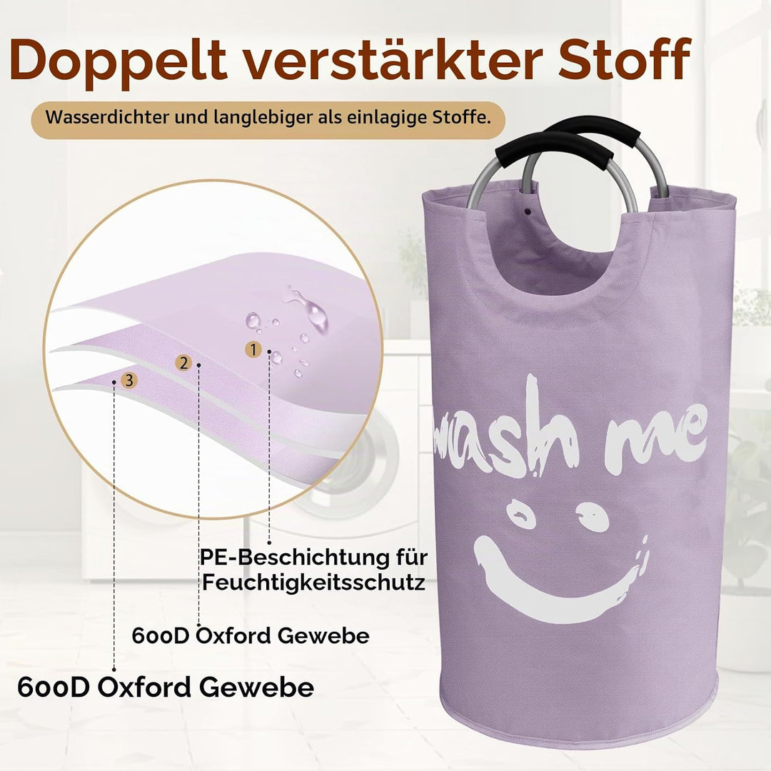 IHOMAGIC 115L Faltbare Wäschekörbe Wäschebehälter mit Aluminiumgriffen, Grosse Wäschesammler, Reise