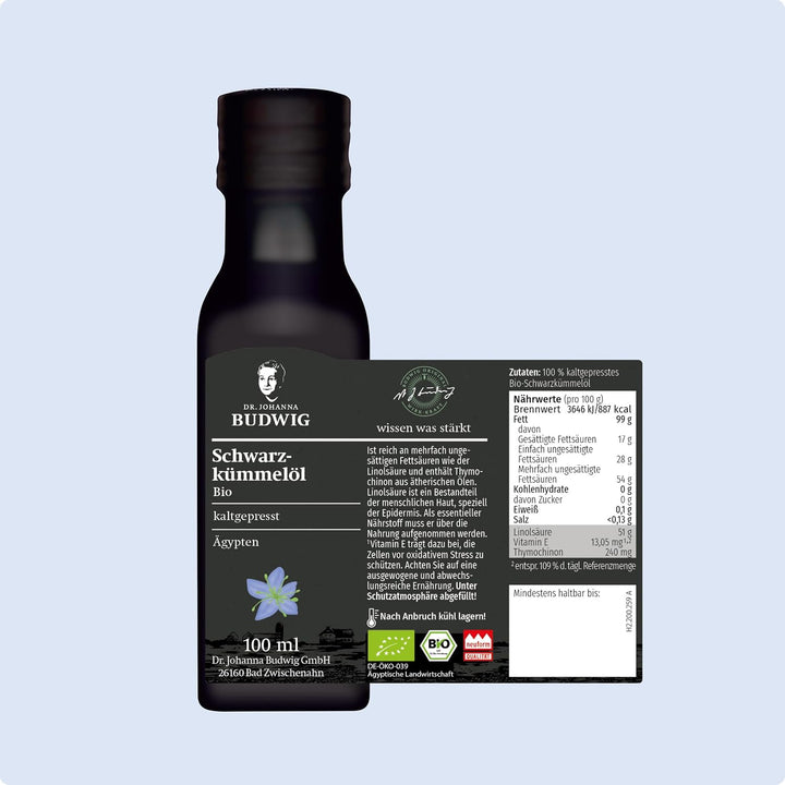 Dr. Budwig Premium Bio Schwarzkümmelöl Vorratspack gefiltert (4x 100ml) - nigella sativa - ätherisch