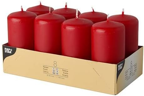 PAPSTAR Kerzen, Paraffin, Rot, 50 mm · 100 mm (Rot -16 Kerzen)