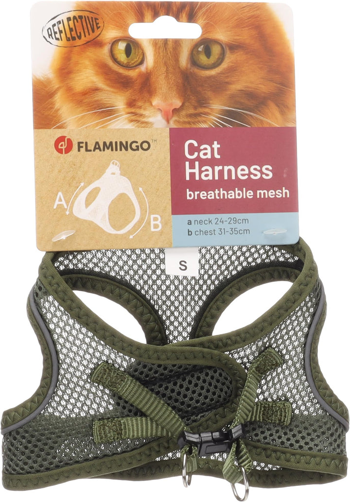 katzengeschirr - Step&Go Berta kaki S - 24-29 cm / 31-35 cm - Nylon mit atmungsaktivem mesh und refl
