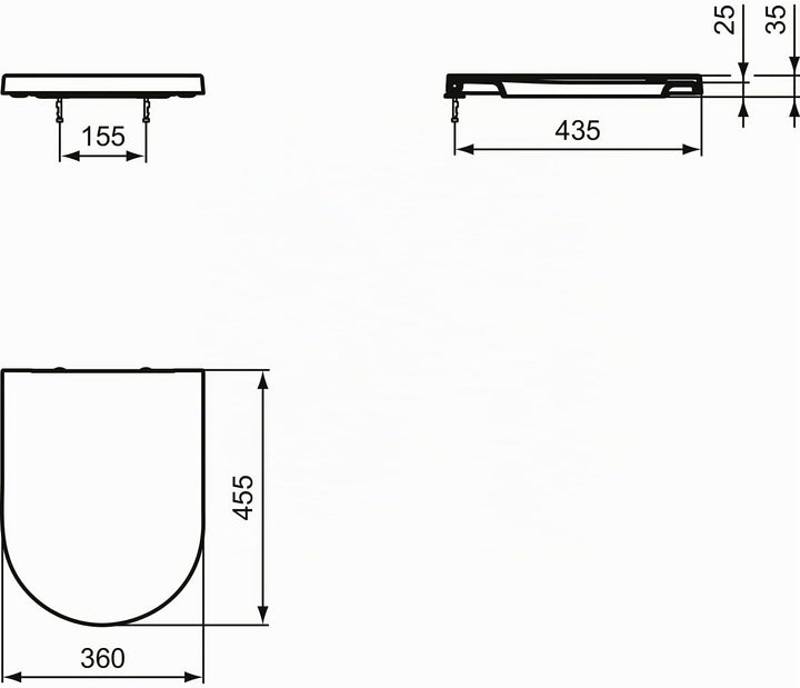 Ideal Standard T3760V1 Blend Curve WC-Sitz mit Softclosing, Wrapover Seidenweiss, Seidenweiss