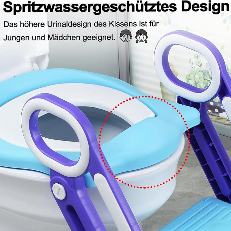 Aufun Toilettensitz Faltbar Kinder Toilettentrainer, Baby Kindertoilette mit Trppen und Griffe, 2 Hö