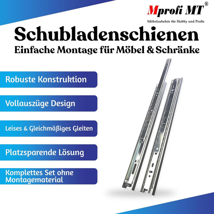 10 X Mprofi MT® (5 Paar) Schubladenschienen-Schubladenauszug-Schienen für Schubladen-Rollenauszug-Ku