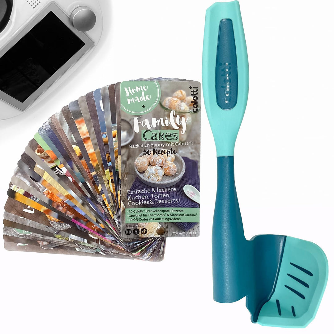 Calotti® Set – Backfächer „Family Cakes“ und Drehkellenspatel Silikon + für den Thermomix im Vorteil