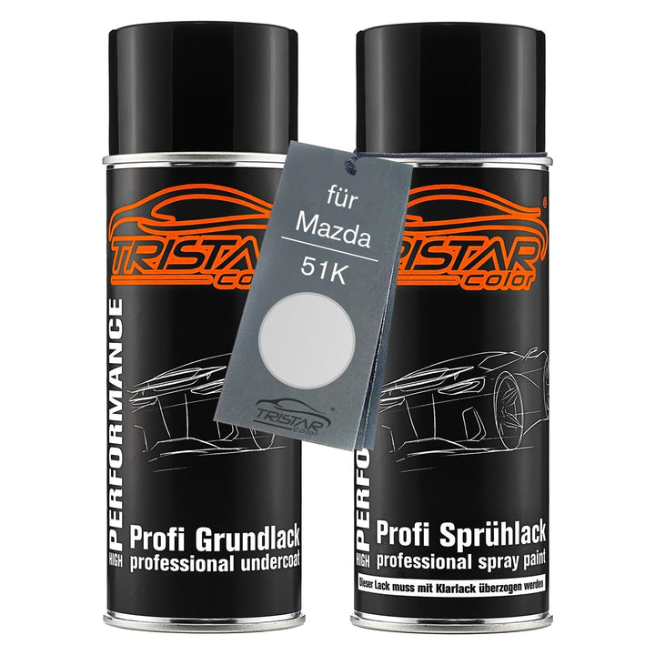 TRISTARcolor Autolack Spraydosen Set für Mazda 51K Rhodium White Metallic Grundlack Basislack Sprühd