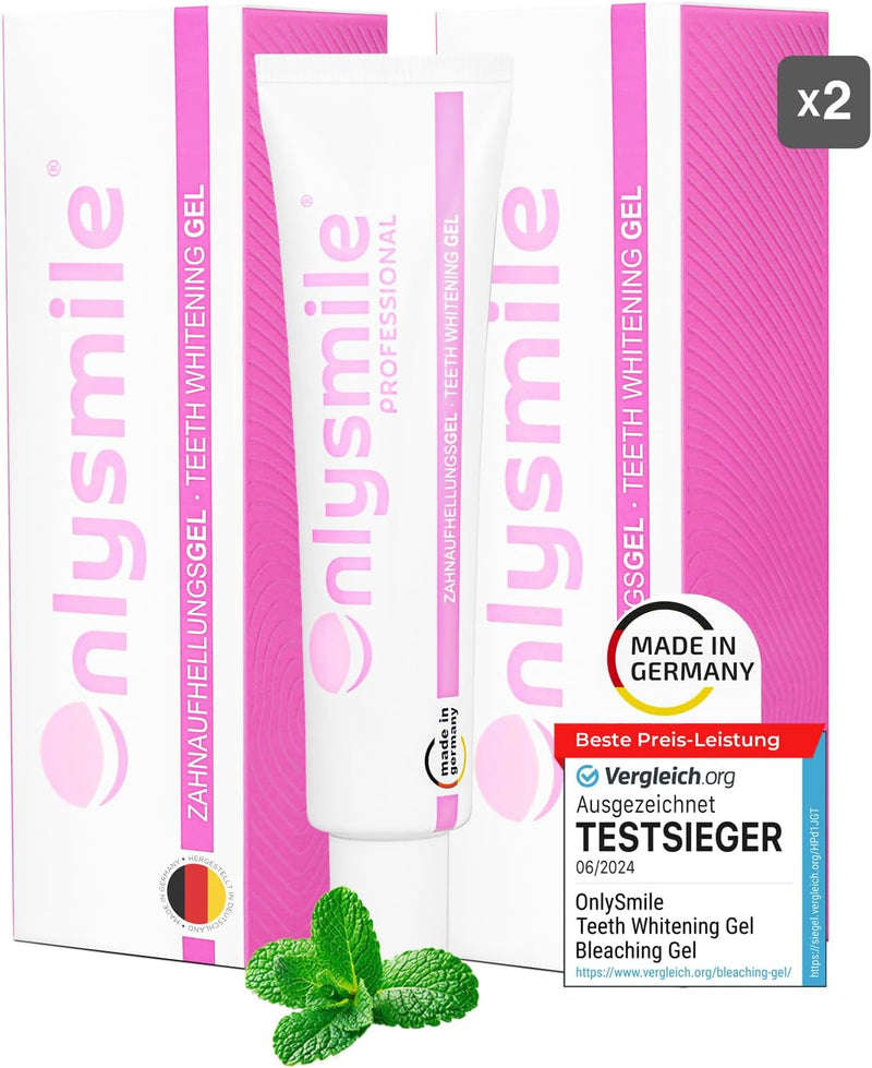 OnlySmile Doppelpack 2x Teeth Whitening Gel für weisse Zähne | Zahnaufhellung und Bleaching Gel mit