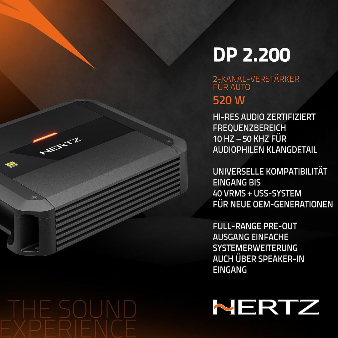 Hertz Dieci Power DP 2.200 2-Kanal Class-AB Verstärker, 2x130W RMS bei 2 Ohm, Hi-Res Audio, 10 Hz bi