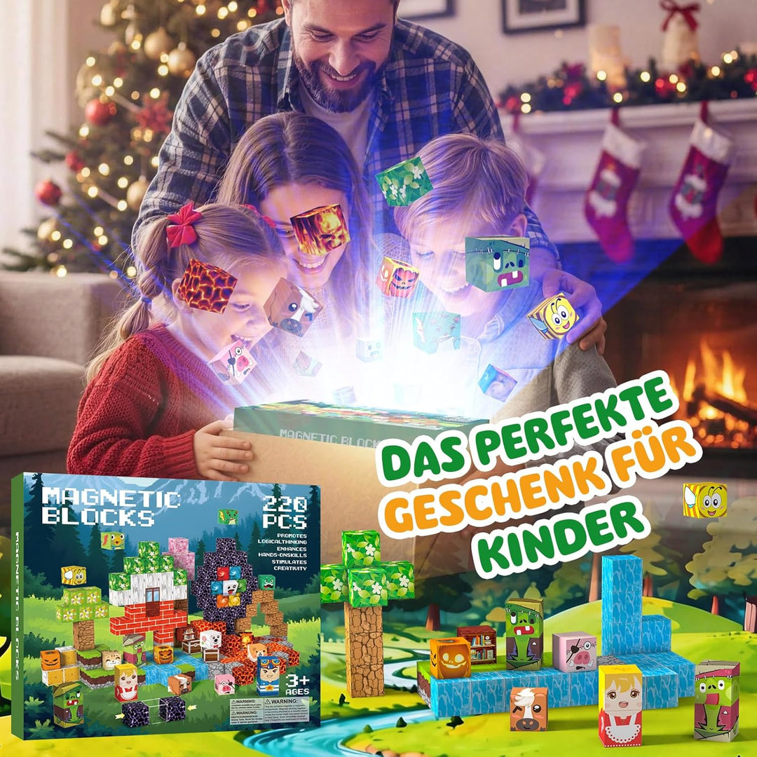 Crifeton Magnetische Bausteine 220 PCS 2CM, Montessori Spielzeug Magnete Kinder, Magnetische Bauwelt