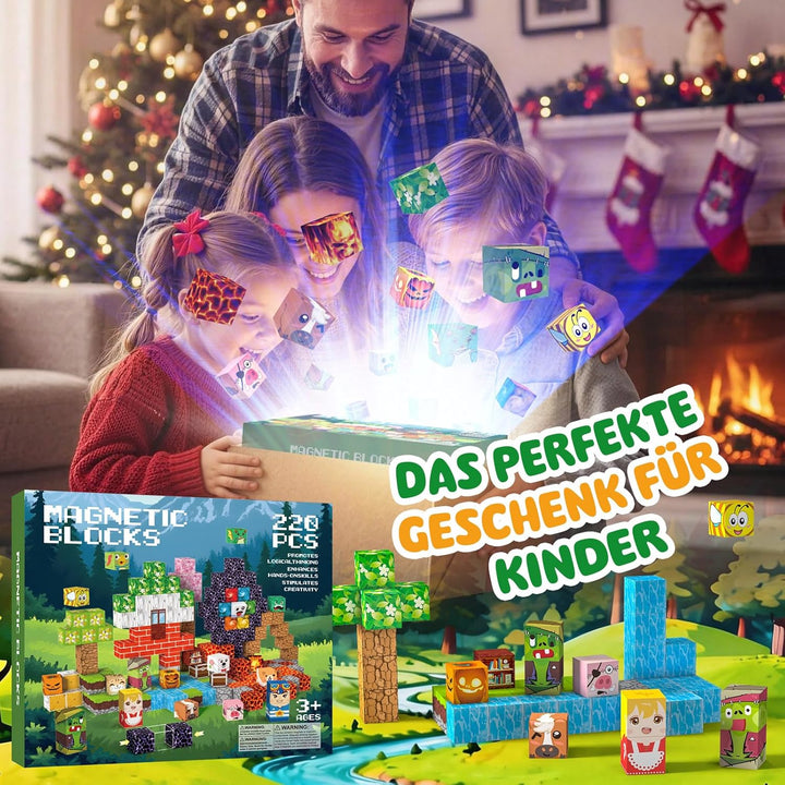 Crifeton Magnetische Bausteine 220 PCS 2CM, Montessori Spielzeug Magnete Kinder, Magnetische Bauwelt