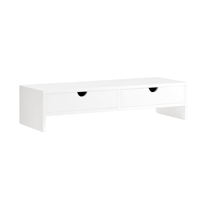 SoBuy Schreibtisch Organizer, Monitorständer mit 2 Schubladen, Monitorerhöhung für Schreibtisch, Mon