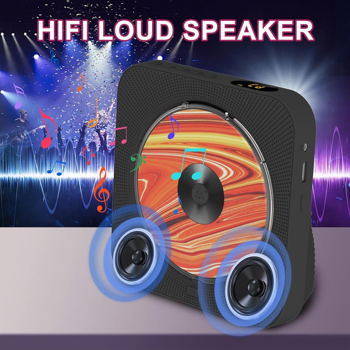 Liphier Tragbarer CD-Player mit HiFi-Lautsprechern für Desktop Multifunktionaler CD-Player Build in