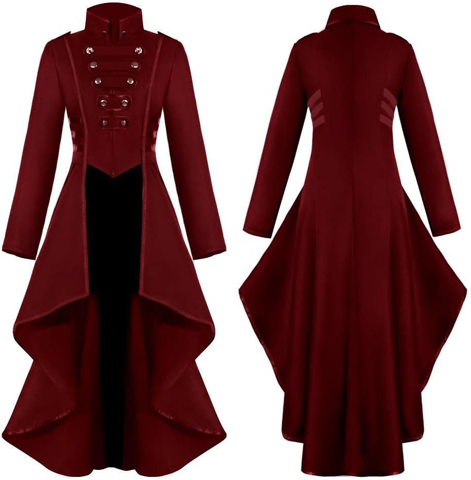 Damen Steampunk Vintage Frack Jacke Unregelmässiger Saum Gothic Kleidung Viktorianischer Gehrock Lan