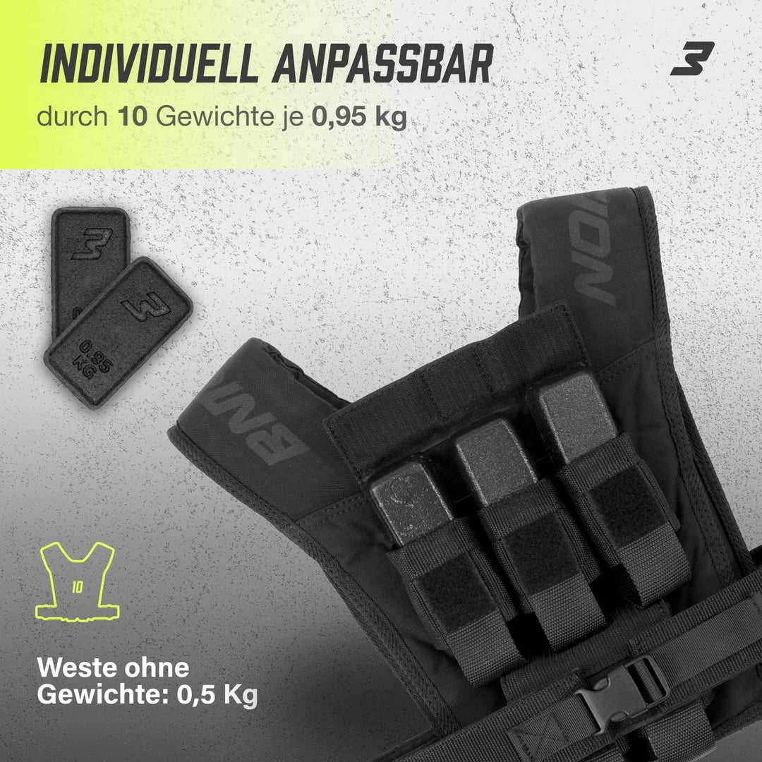 Müller & Blum Premium Gewichtsweste 20 kg oder 10 kg, Verstellbare Trainingsweste mit herausnehmbare