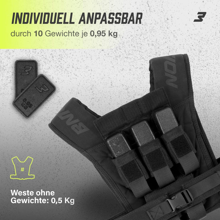 Müller & Blum Premium Gewichtsweste 20 kg oder 10 kg, Verstellbare Trainingsweste mit herausnehmbare