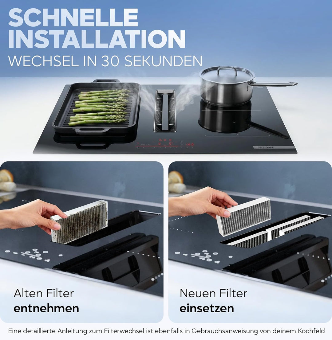 Aktivkohle Filter Dunstabzugshaube [4 Stück] Siemens HZ9VRCR0, Bosch HEZ9VRUD0, Bosch Siemens 170047