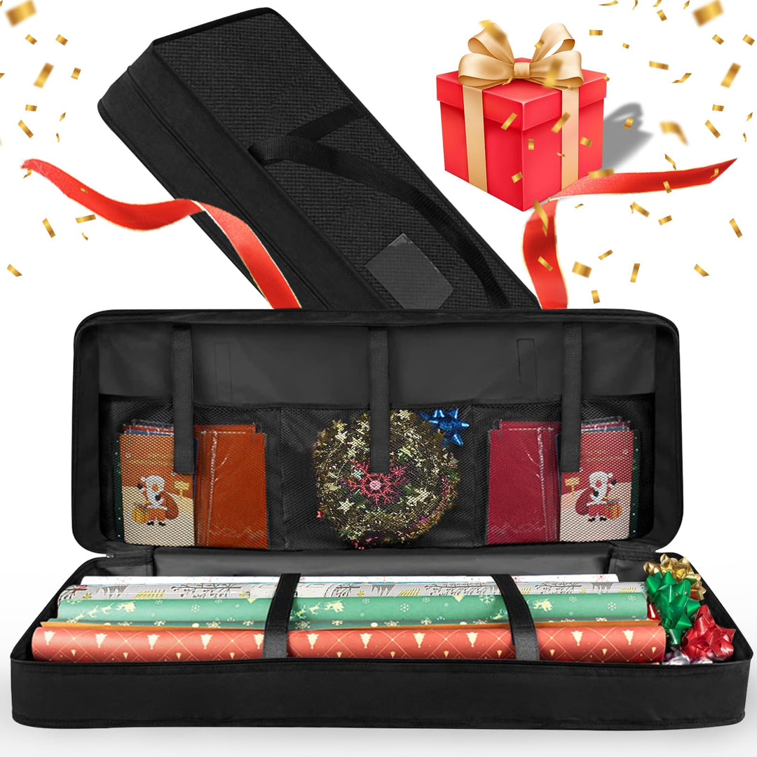 CHRI Geschenkpapier Aufbewahrung Organizer, 82x12x34cm Aufbewahrung mit Netztaschen 600D Oxford Reis