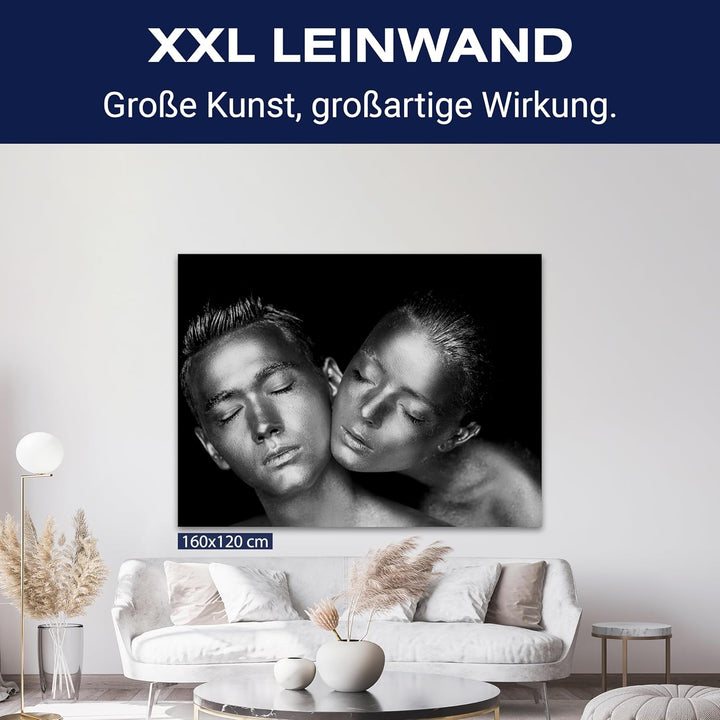 wandmotiv24 Leinwandbild Models, Querformat, Mann & Frau metallisch M0174 60x45cm Leinwandbild Model