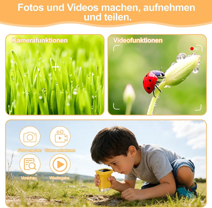 Handmikroskop für Kinder - 1080P HD 2.0" Bildschirm Mikroskop, Mini Tragbare Digitales Mikroskop mit