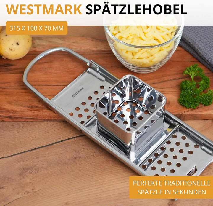 Westmark Spätzlehobel Knöpfle Inox – Edelstahl Spätzlereibe für feine Knöpfle & Spätzle – Mit Schlit