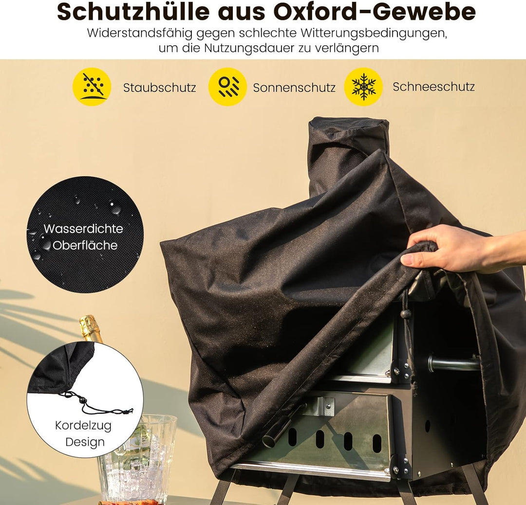 COSTWAY Outdoor Pizzaofen, 2-lagigem Pizza Ofen mit Grillrost, Pizzastein, Pizzaschaufel, wasserdich