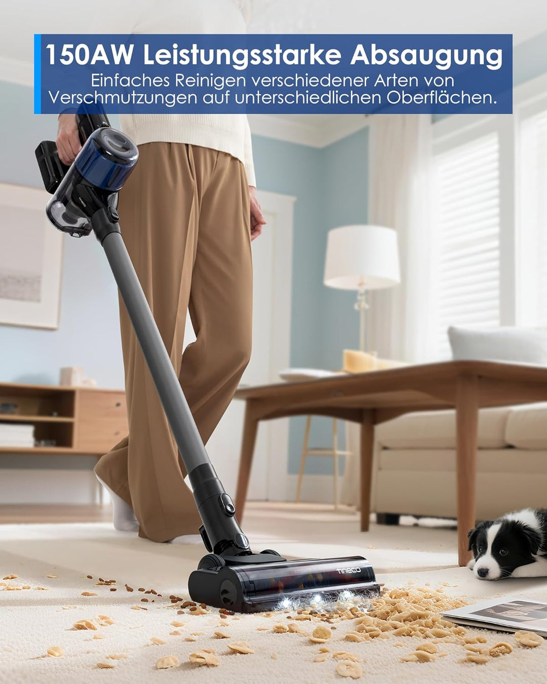 Tineco Pure ONE S30 Akku Staubsauger, 150AW Saugleistung, bis zu 65 Min. Laufzeit, ZeroTangle-Bürste