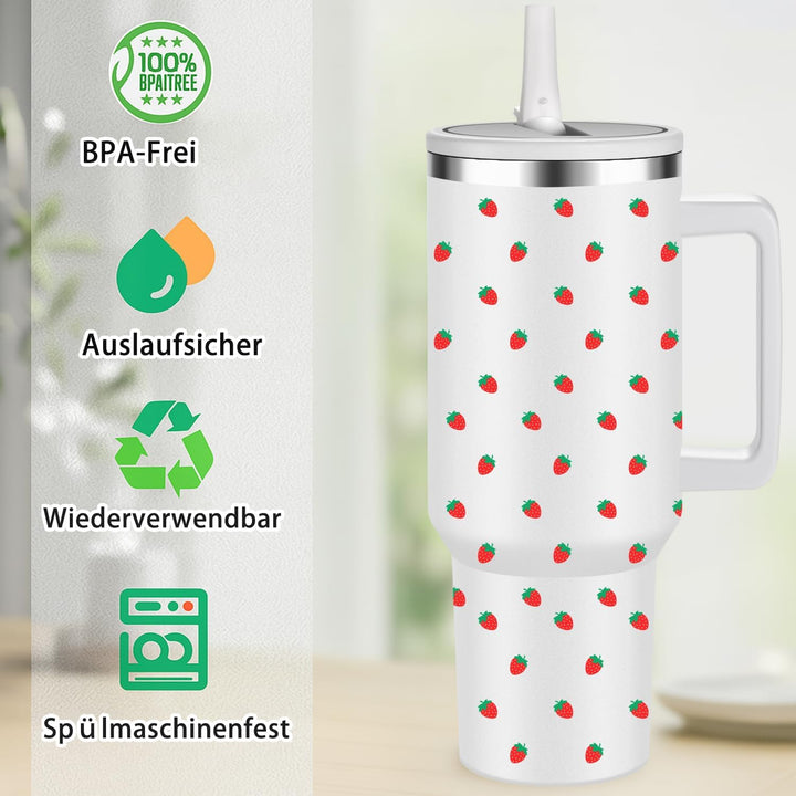 FOLAI Thermobecher Auslaufsicher,40oz Edelstahl Kaffeebecher to go isoliert mit Strohhalm,Reisebeche