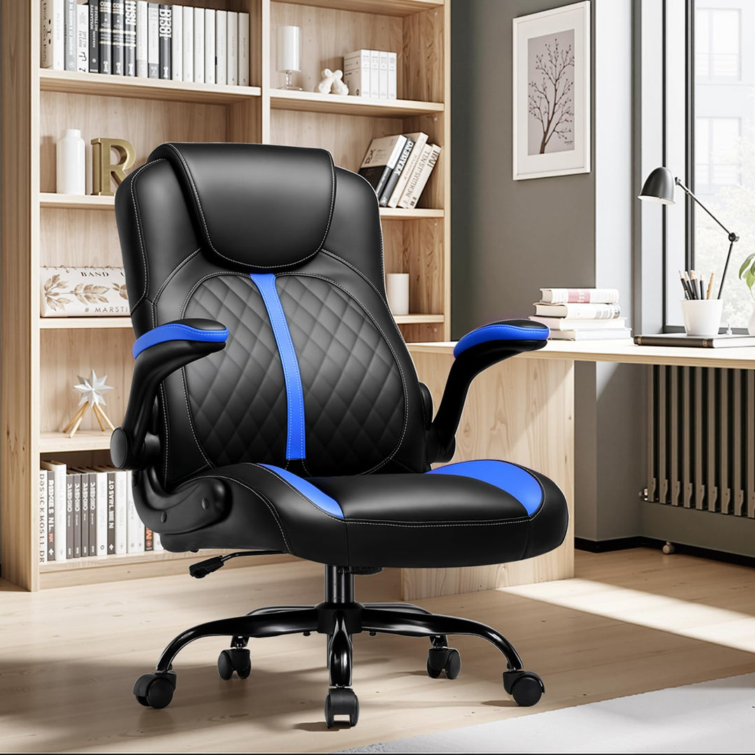 GTPLAYER Gaming Stuhl mit hochklappbarer Armlehne, Gamer Stuhl mit Schaukelfunktion, Ergonomischer C