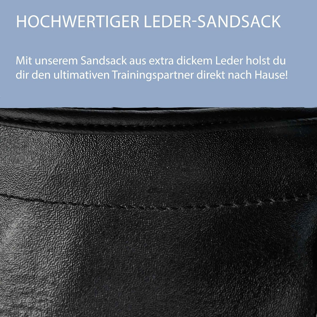Ju-Sports Boxsack hängend Ø 35cm I Sandsack Echt Leder Profi für das Box Training I Sehr stabil mit