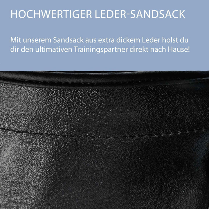 Ju-Sports Boxsack hängend Ø 35cm I Sandsack Echt Leder Profi für das Box Training I Sehr stabil mit