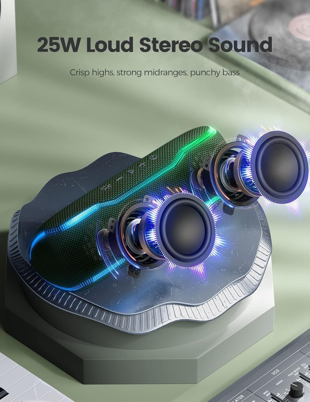 AY Bluetooth Lautsprecher Musikbox Tragbarer IPX7 Wasserdicht Bluetooth Box mit Bunten Licht und Sat