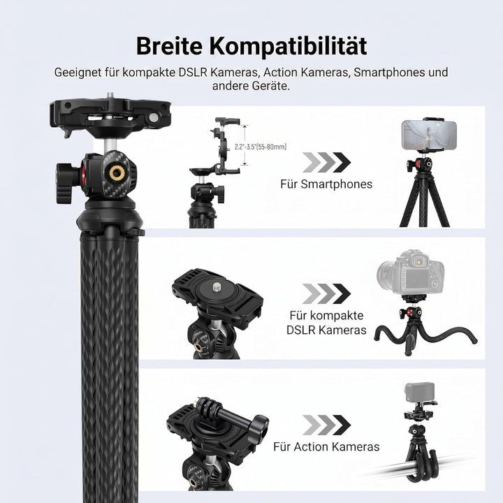 NEEWER Flexibles Handy Stativ, Kleiner Mini Kamera Webcam Tischständer, versteckter Handyhalter und