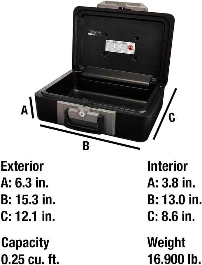 Sentry Safe 1160 1160 cm Feuerfester Schlosskasten, Schwarz, 0.25 cu. ft, Schwarz